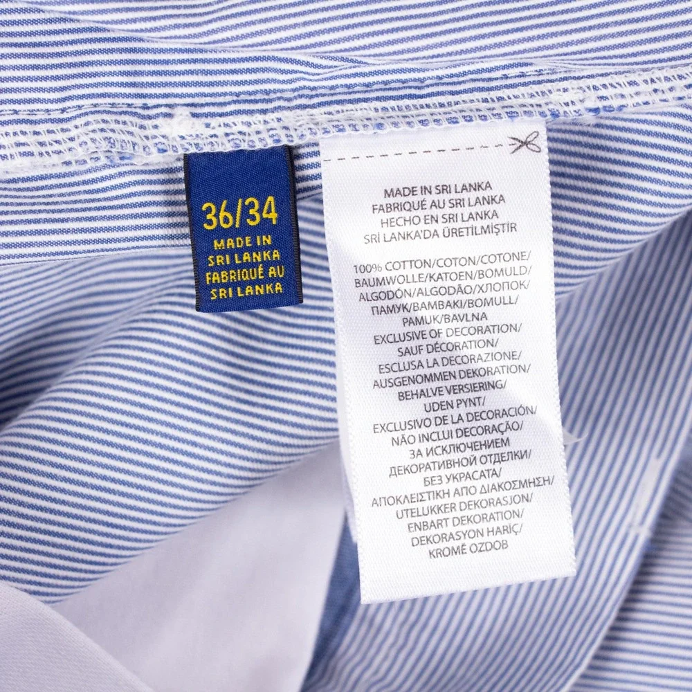 Polo Ralph Lauren Mens 36x34 Blue White Seersucker Stripe Classic Fit Pants